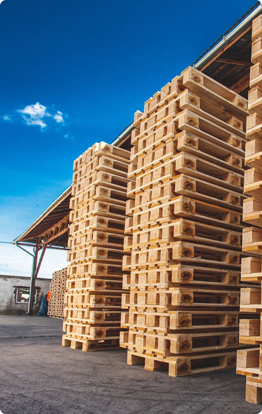 Pallets stacked